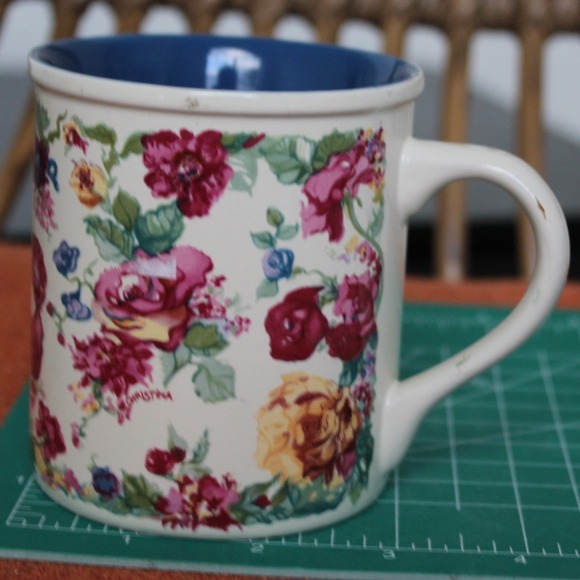 Creative Concepts Other - Vintage 1994 Creative Concepts Floral Rose Coffee Mug Cobalt Blue Interior Korea
